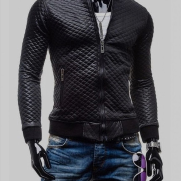 Zara Other - Zara Man Quilted Hooded Jacket Faux Leather